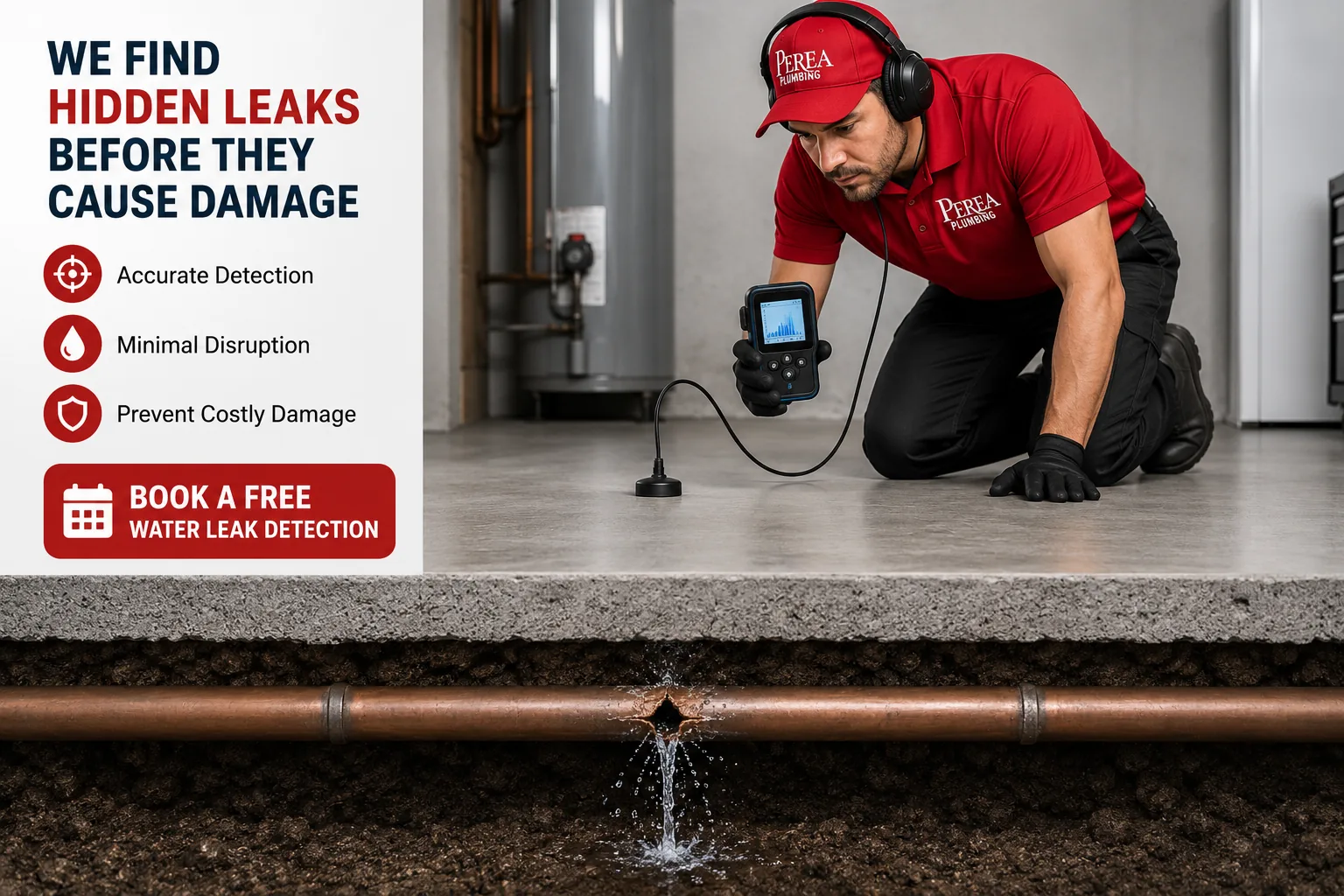 Perea Plumbing leak detection - We find hidden leaks before they cause damage